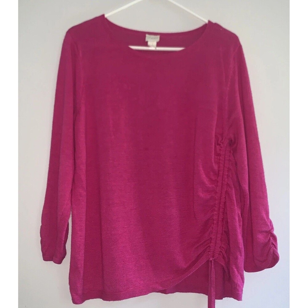 Chicos Top Womens 3 US XL Pink Knit Crew Neck Pullover SweaterCasual Ladies